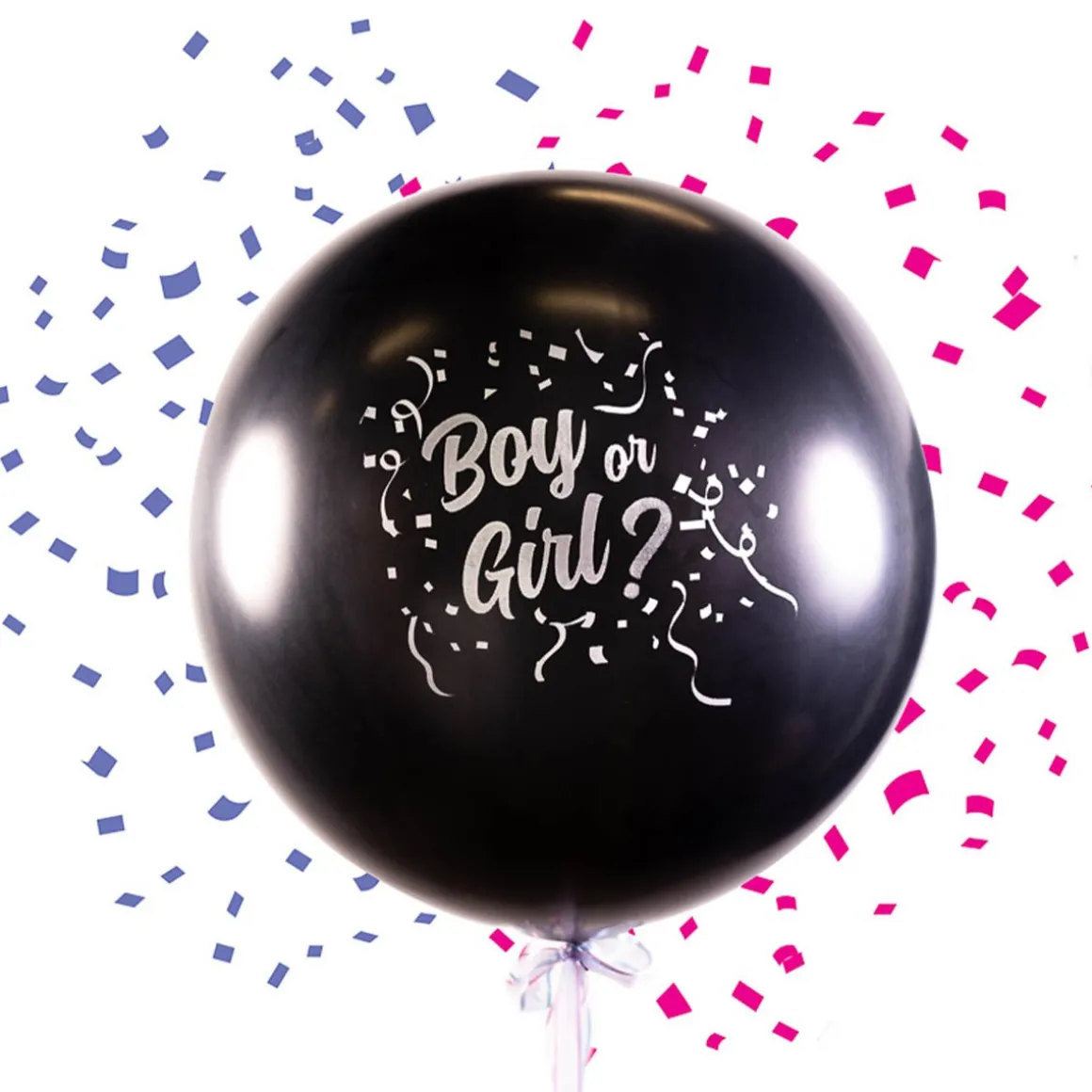 Ballong, boy or girl inkl konfetti rosa/blå
