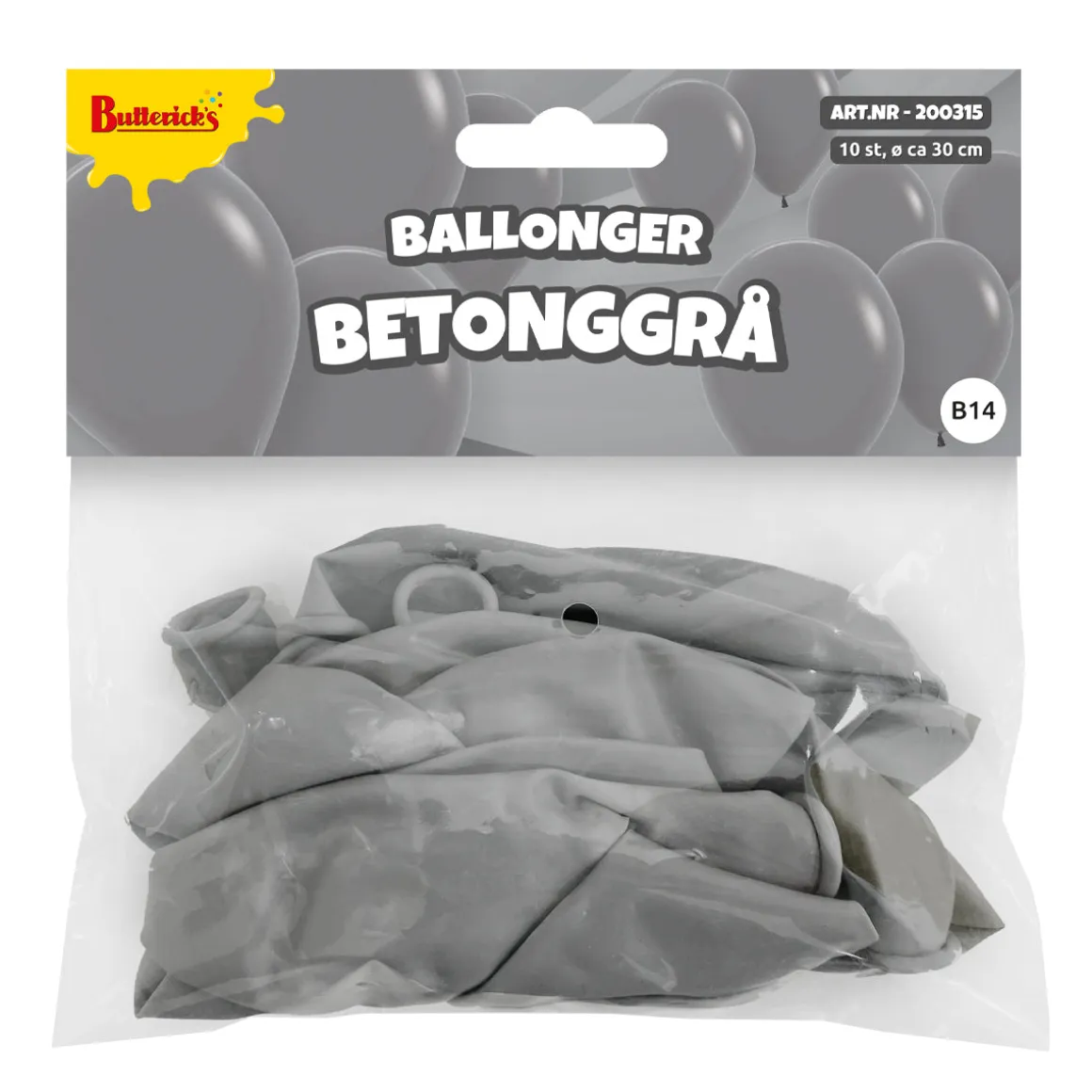Ballonger, betonggrå 30 cm 10 st