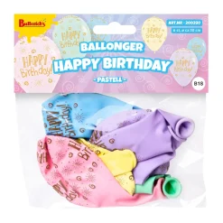 Ballonger, happy birthday pastell 6 st