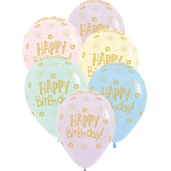 Ballonger, happy birthday pastell 6 st