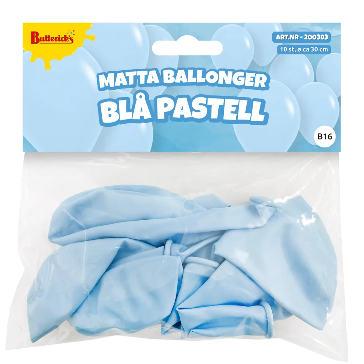 Ballonger, matta blå pastell 10 st