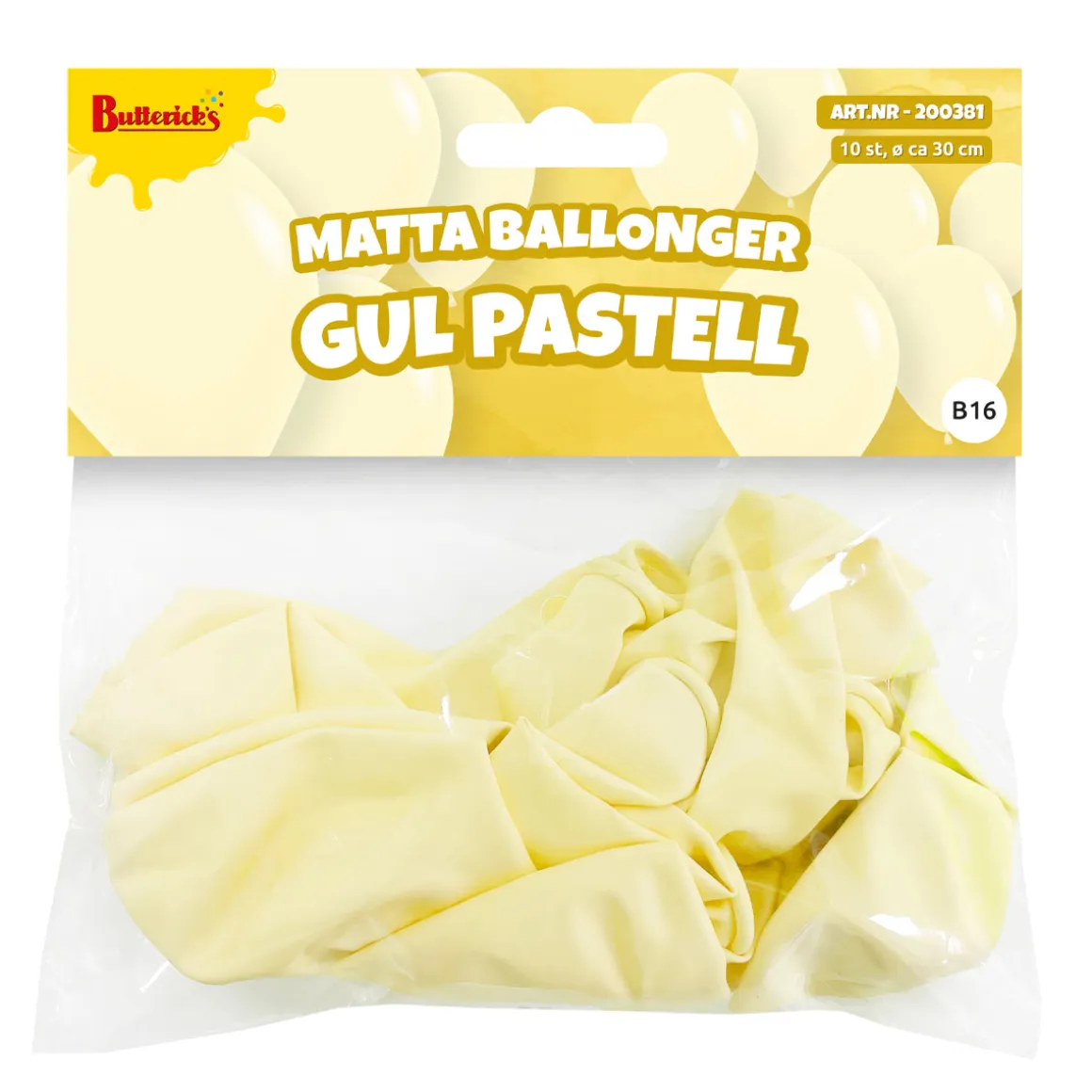 Ballonger, matta gul pastell 10 st