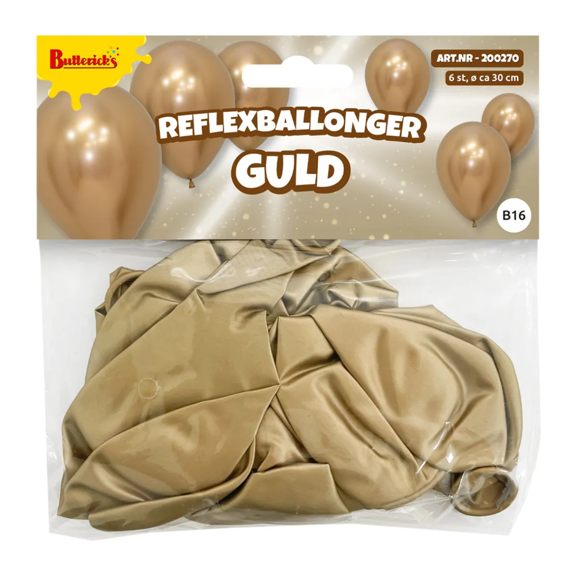 Ballonger, reflex guld 6 st