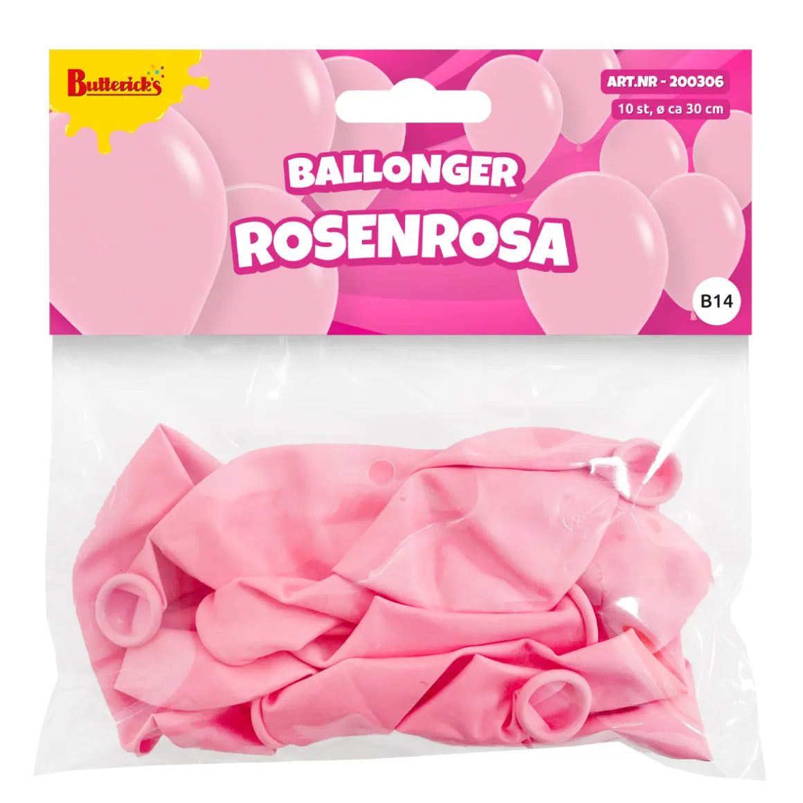 Ballonger, rosenrosa 30 cm 10 st