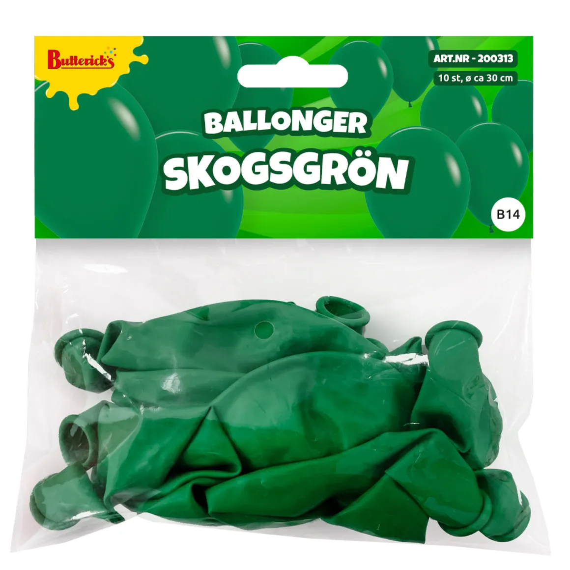 Ballonger, skogsgrön 30 cm 10 st