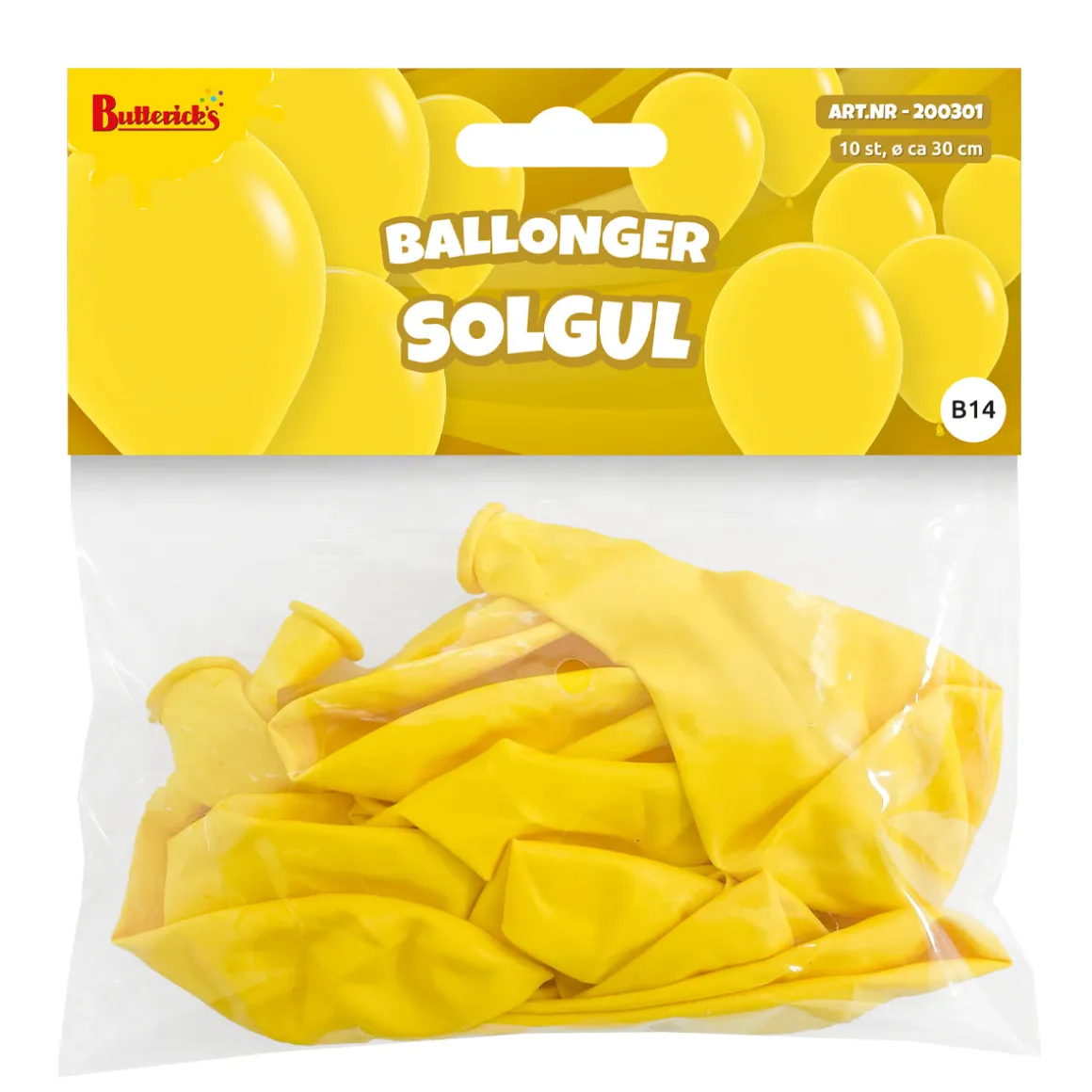 Ballonger, solgul 30 cm 10 st