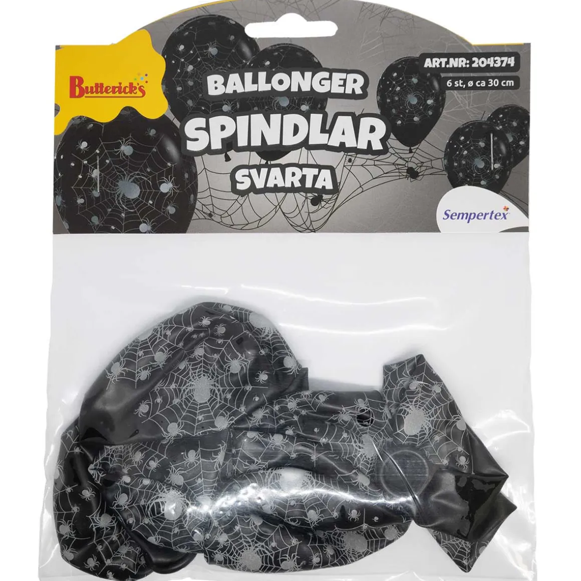 Ballonger, spindlar svarta 6 st