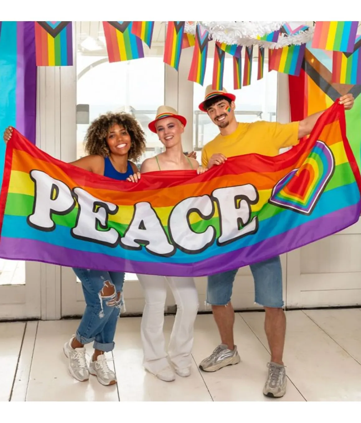 Banner, regnbåge peace 74x220 cm