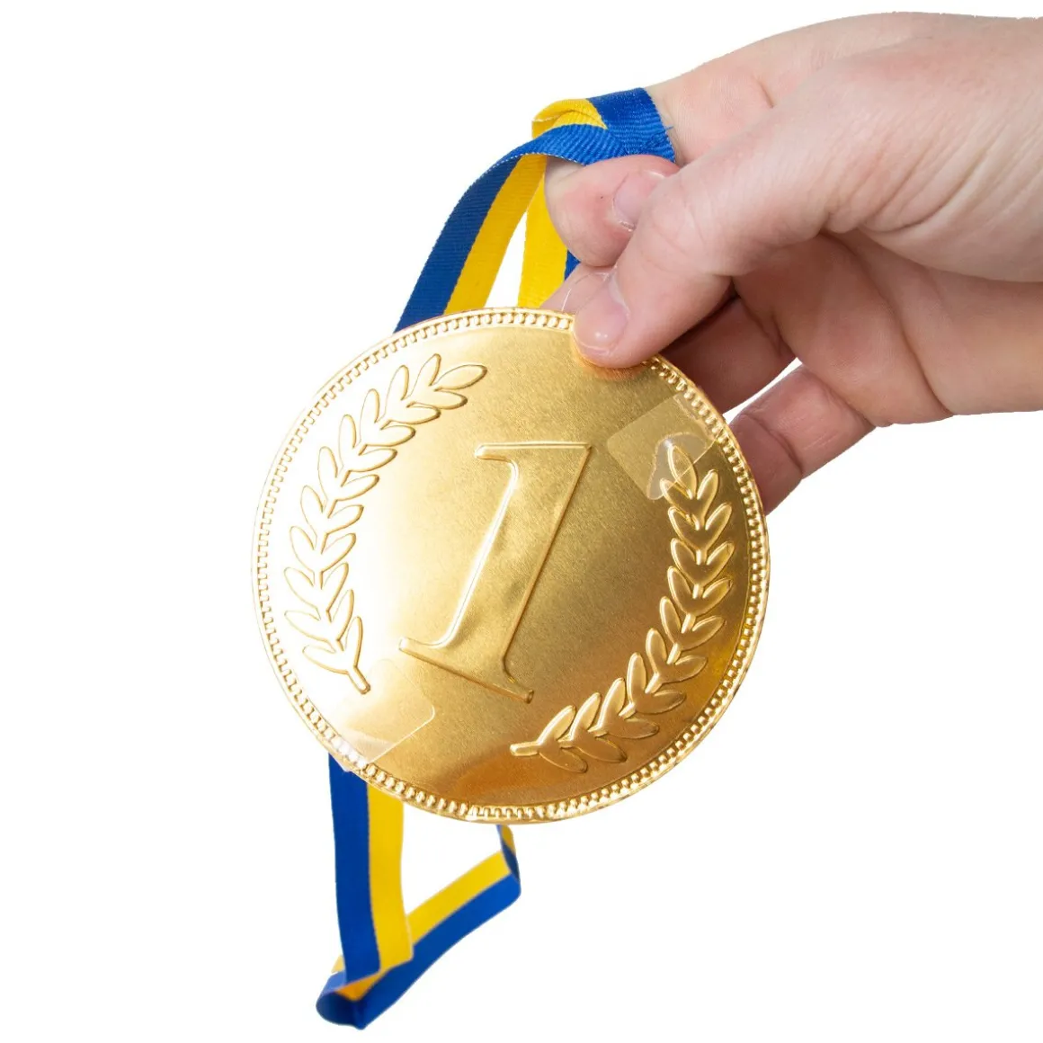 Chokladmedalj, blågult band