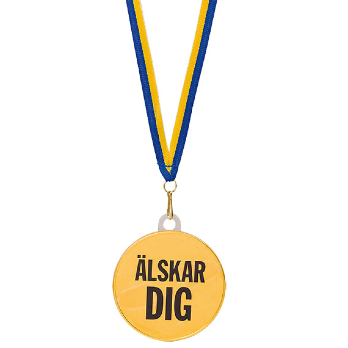 Chokladmedalj, blågult band "Älskar dig" 23 g