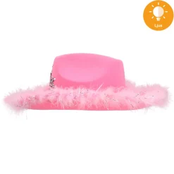 Cowboyhatt, rosa LED
