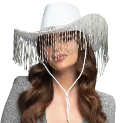 Cowboyhatt, showgirl vit