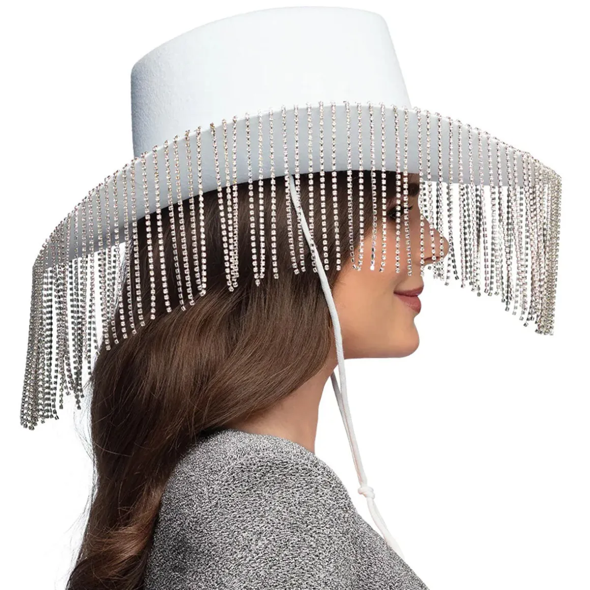 Cowboyhatt, showgirl vit