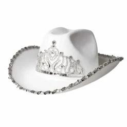 Cowboyhatt, tiara och glitter vit