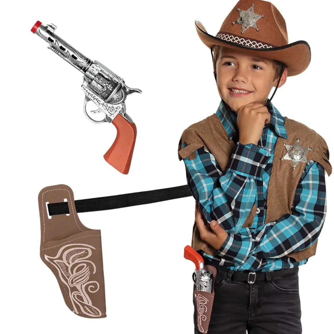 Cowboyset barn, pistol och hölster