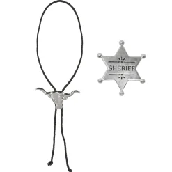 Cowboyset, sheriffstjärna & halsband