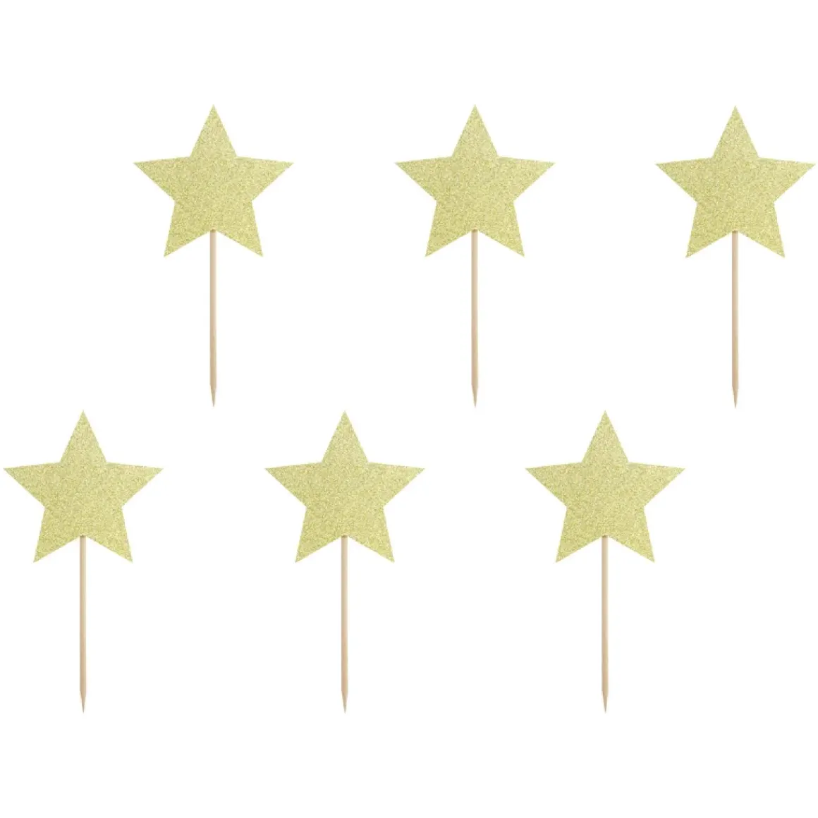 Cupcake toppers, stjärnor guld 6 st