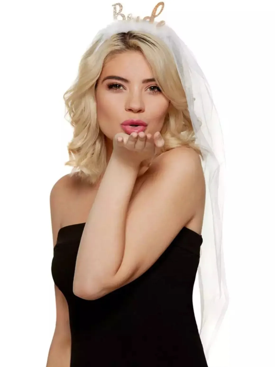 Diadem, brudslöja bride rosé