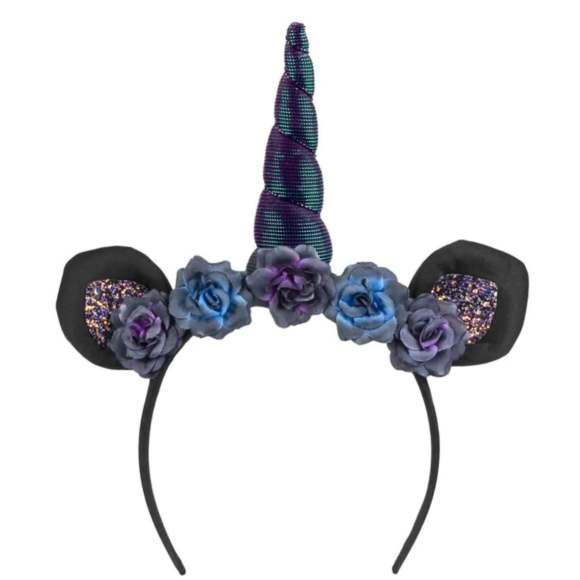 Diadem, enhörning svartglitter