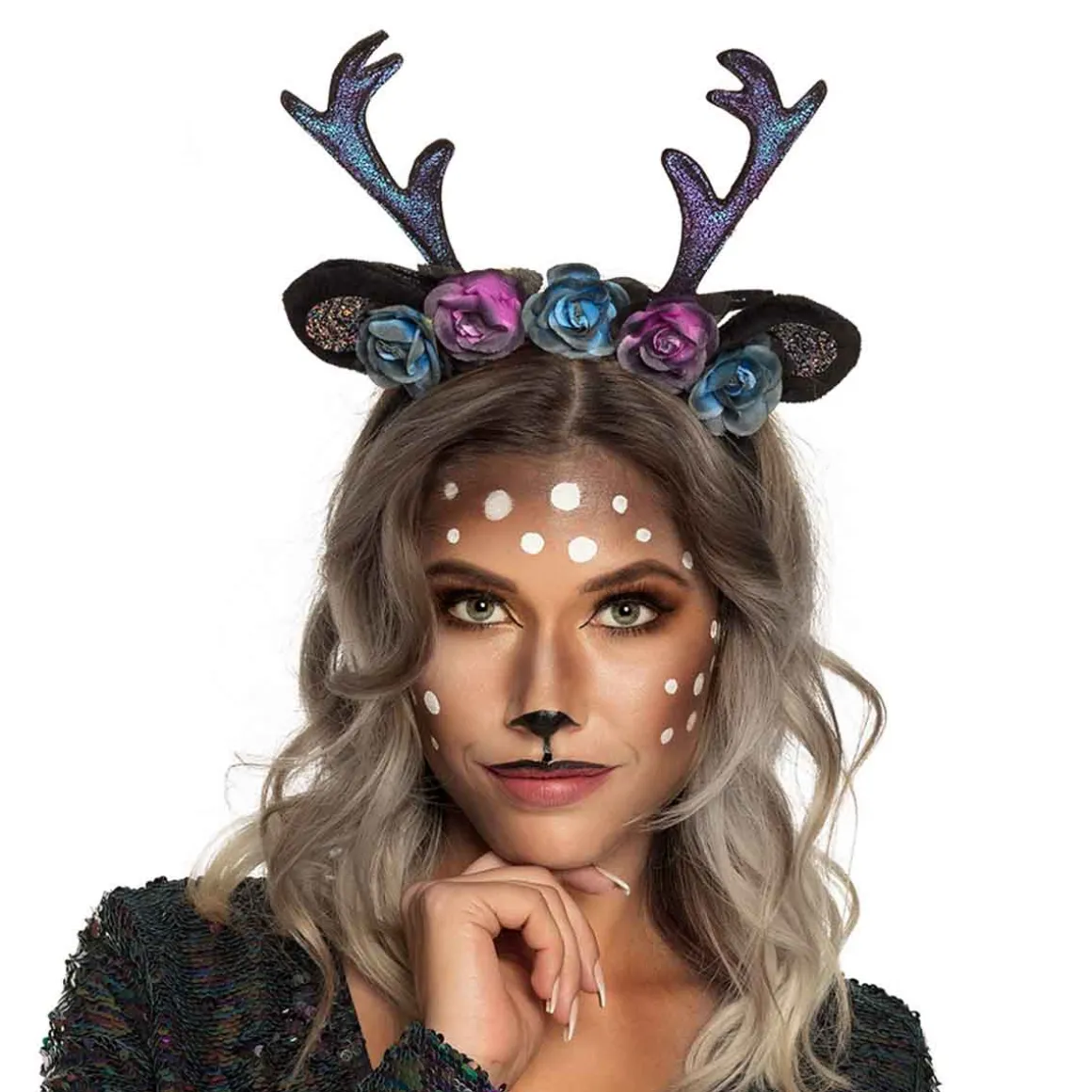 Diadem, renhorn svartglitter