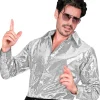 Discoskjorta, paljett silver S/M