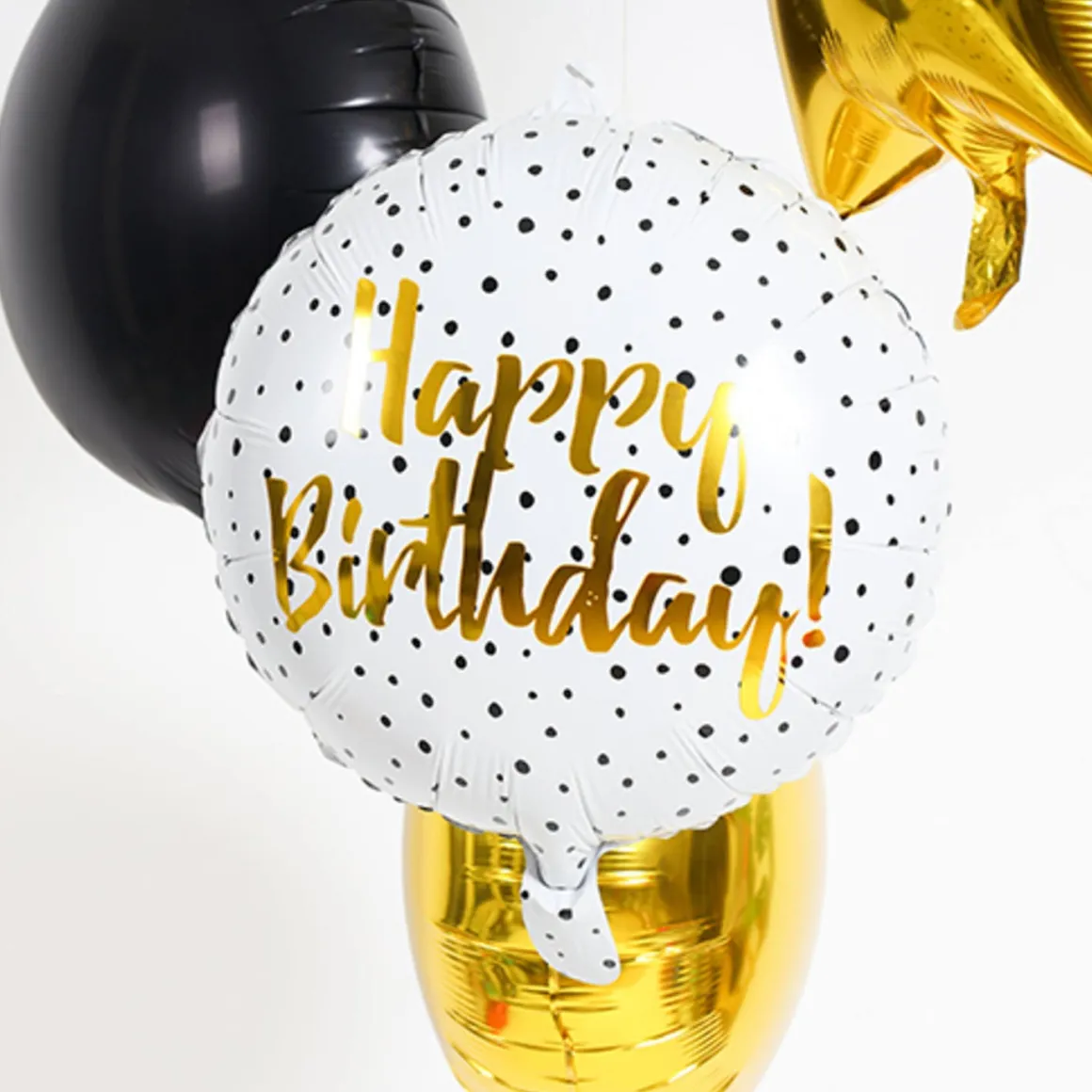 Folieballong, birthday dots black 45 cm