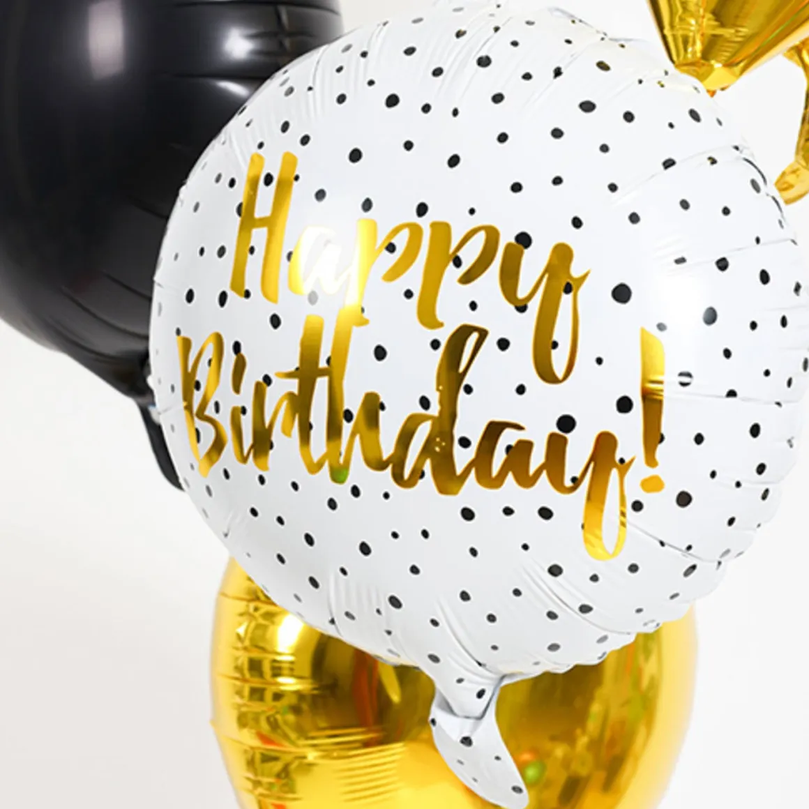 Folieballong, birthday dots black 45 cm