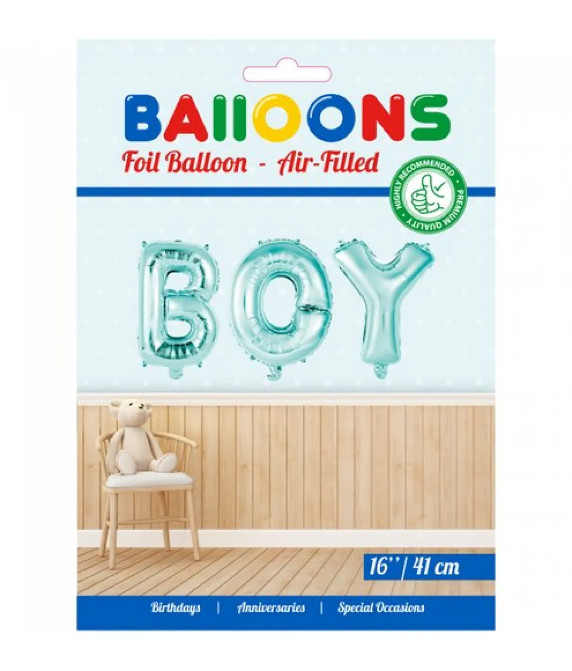 Folieballong, girlang BOY blå