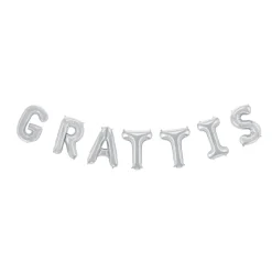 Folieballong, girlang grattis silver