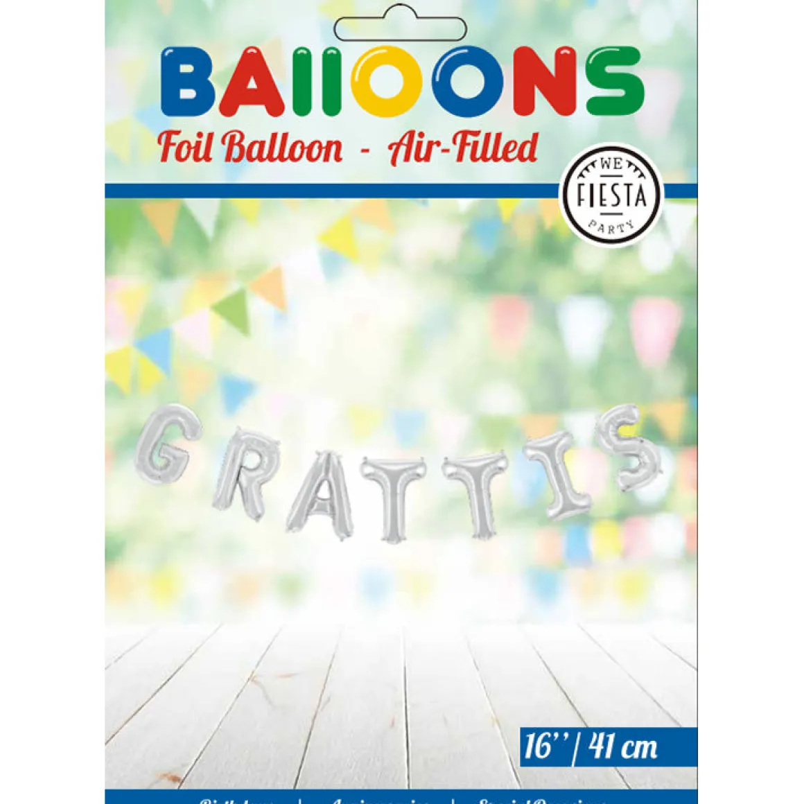 Folieballong, girlang grattis silver