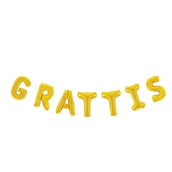 Folieballong, girlang grattis guld