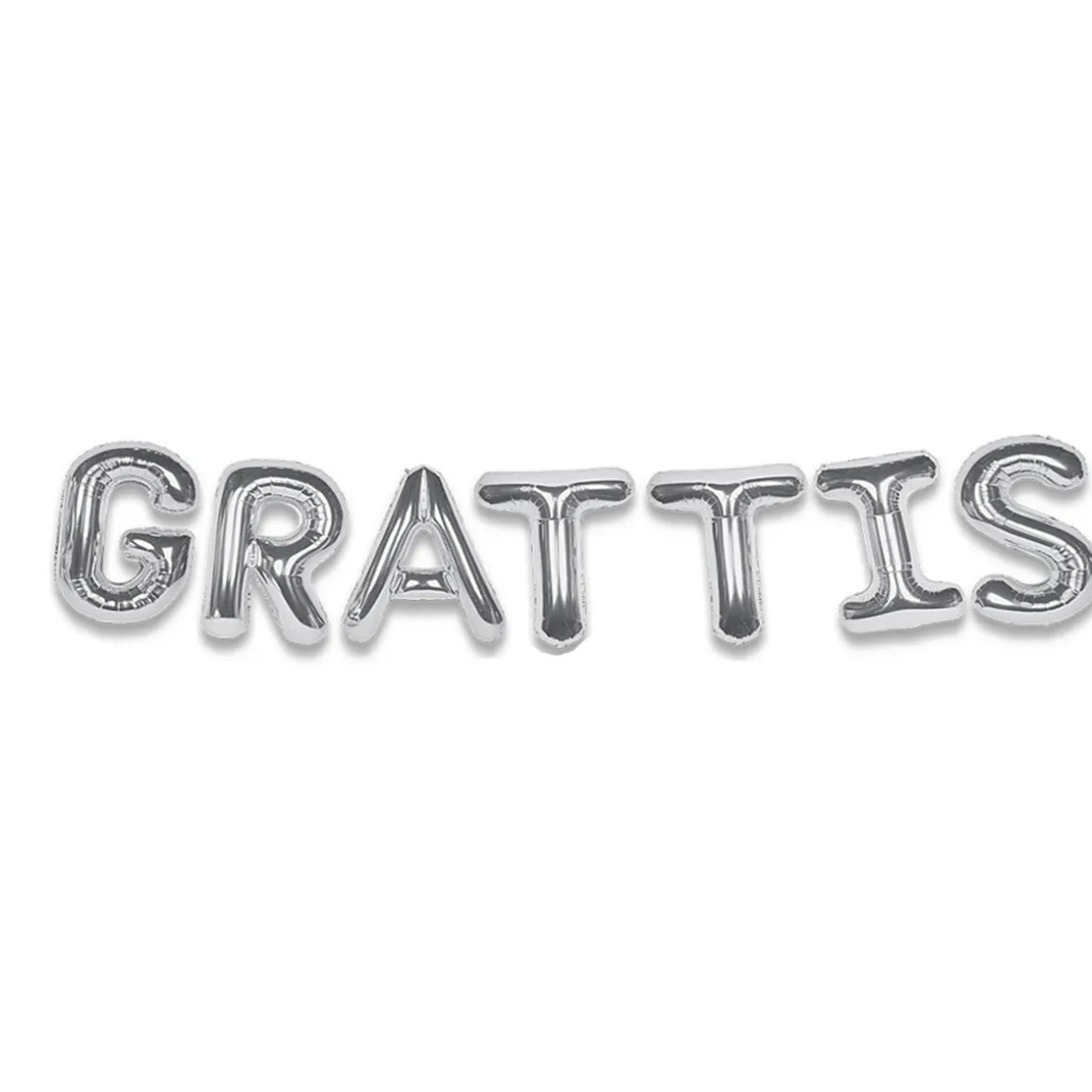 Folieballong, girlang grattis silver 35 cm