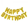 Folieballong, girlang happy birthday guld