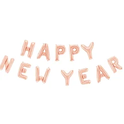 Folieballong, girlang happy new year rosé guld