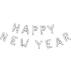 Folieballong, girlang happy new year silver