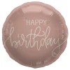 Folieballong, happy birthday crème rose 45 cm