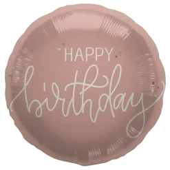 Folieballong, happy birthday crème rose 45 cm