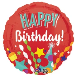 Folieballong, happy birthday röd 43 cm