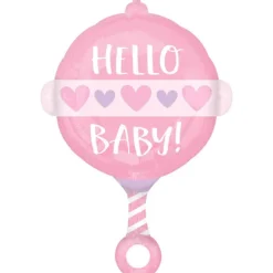 Folieballong, hello baby rosa 60x43 cm