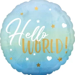 Folieballong, hello world blå 43 cm
