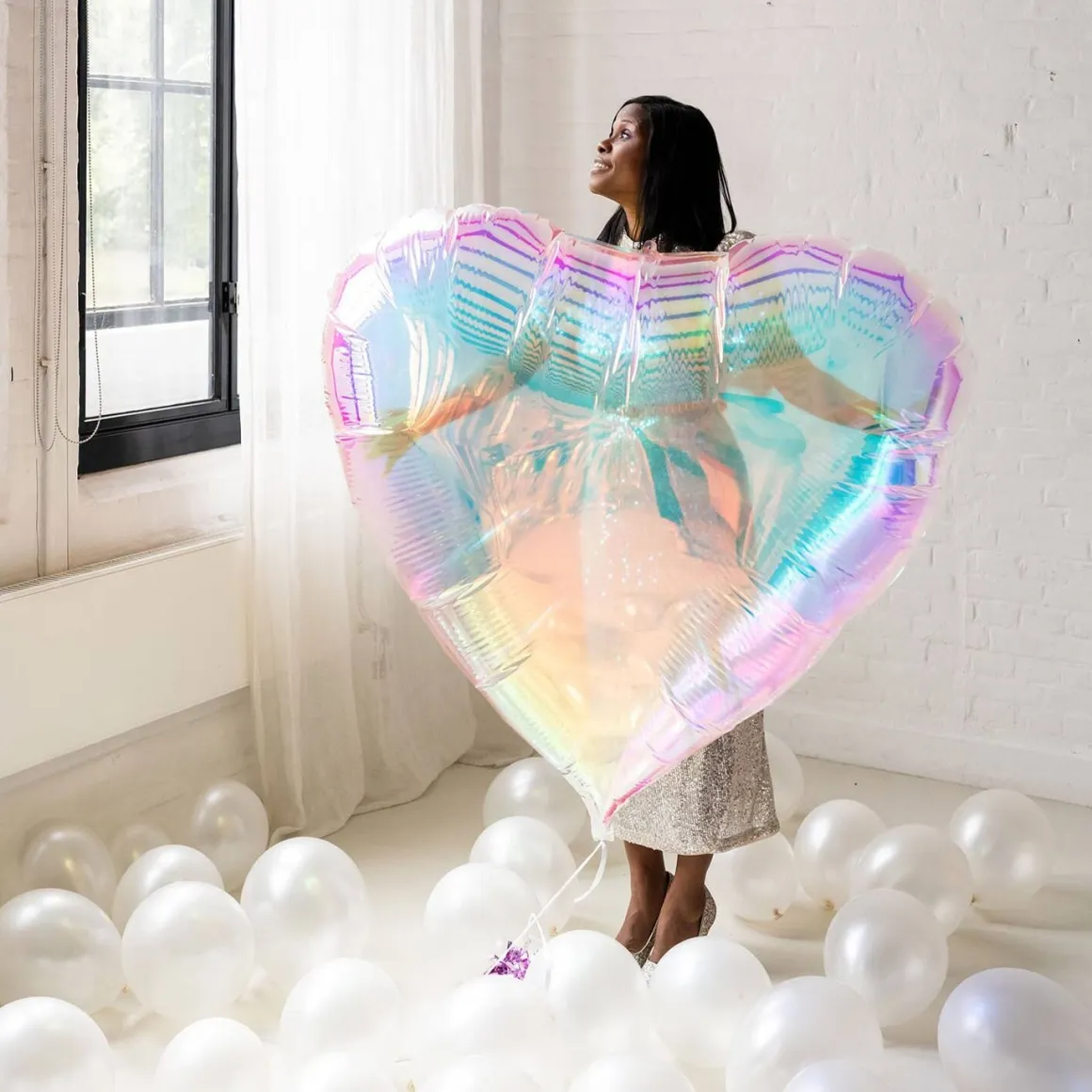 Folieballong, hjärta iridescent XXL 103x107 cm