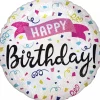 Folieballong, holographic happy birthday 45 cm