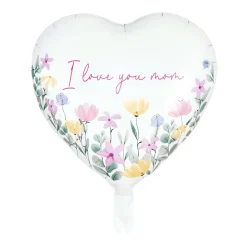 Folieballong, I love you mom vit 46 cm