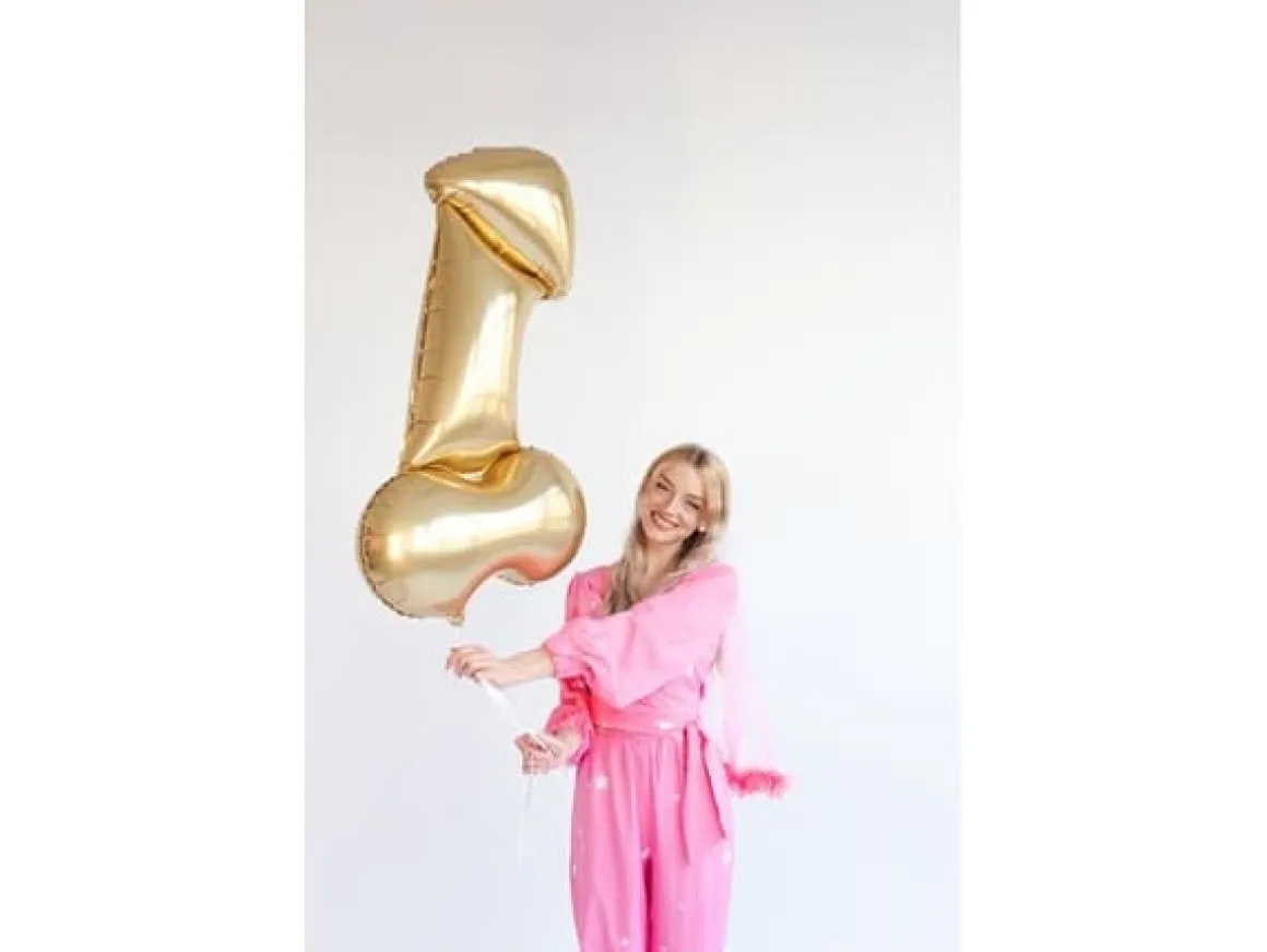 Folieballong, penis guld 55x112 cm