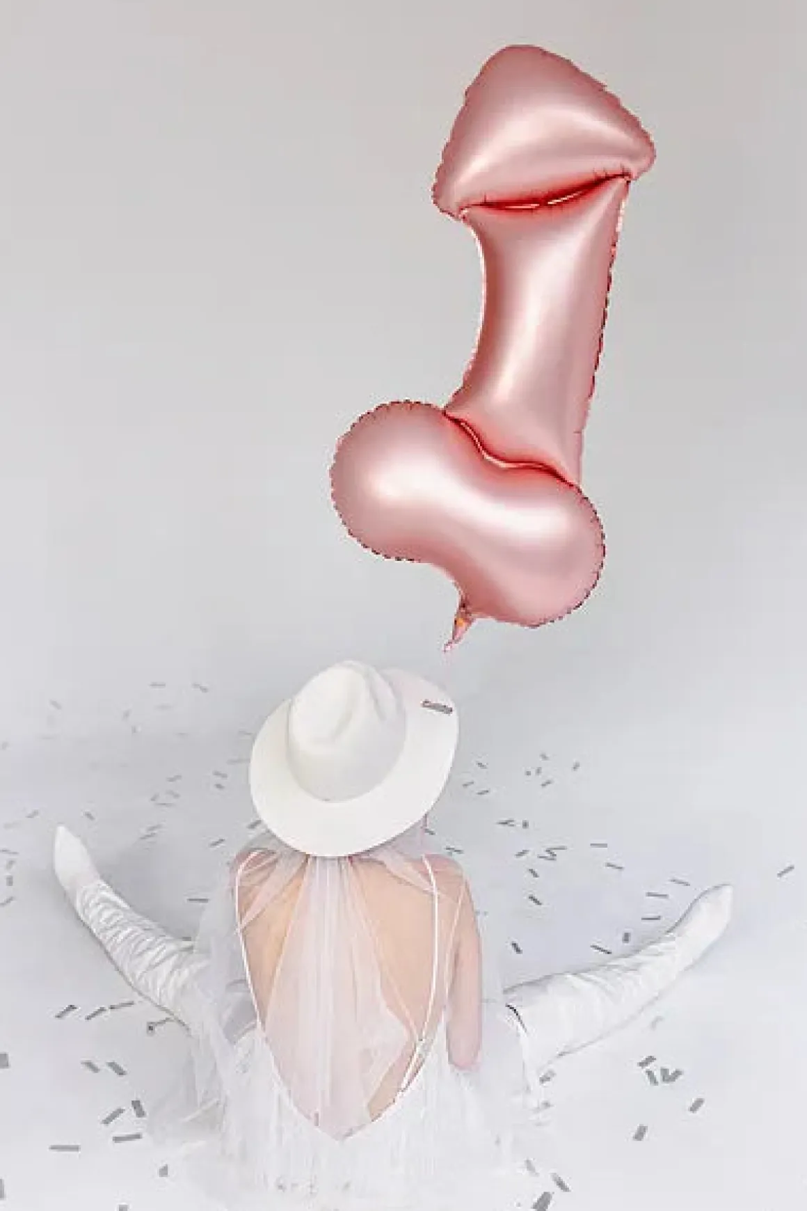 Folieballong, penis roséguld 55x112 cm