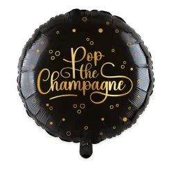 Folieballong, pop the champagne svart 46 cm