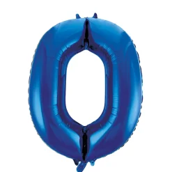Folieballong, siffra 0 blå 86 cm