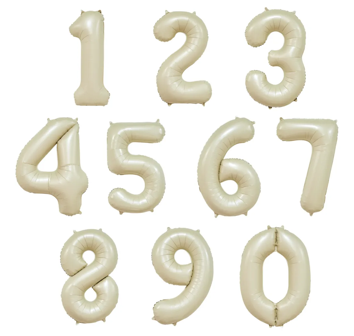 Folieballong, siffra 1 krämvit 86 cm