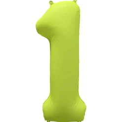 Folieballong siffra, 1 neon gul 86 cm