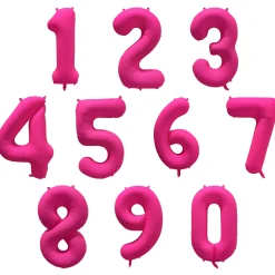 Folieballong siffra, 1 neon rosa 86 cm
